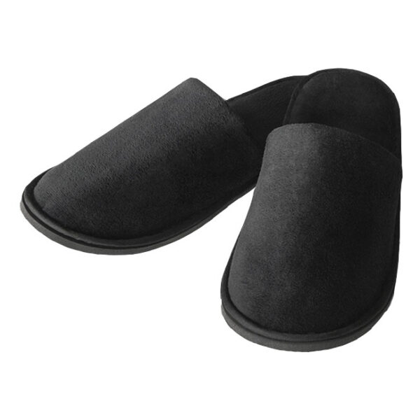 Schwarze Velours-Hotelschuhe